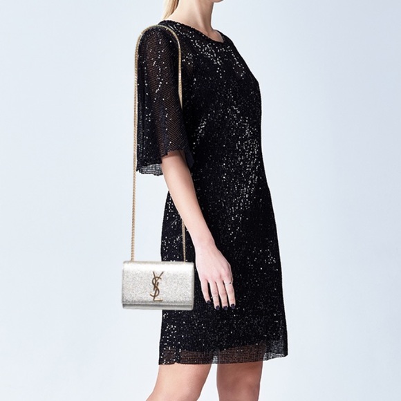 βSOLDβ YSL Kate Small Sparkling Light Gold Bag Clutch - Picture 5 of 16